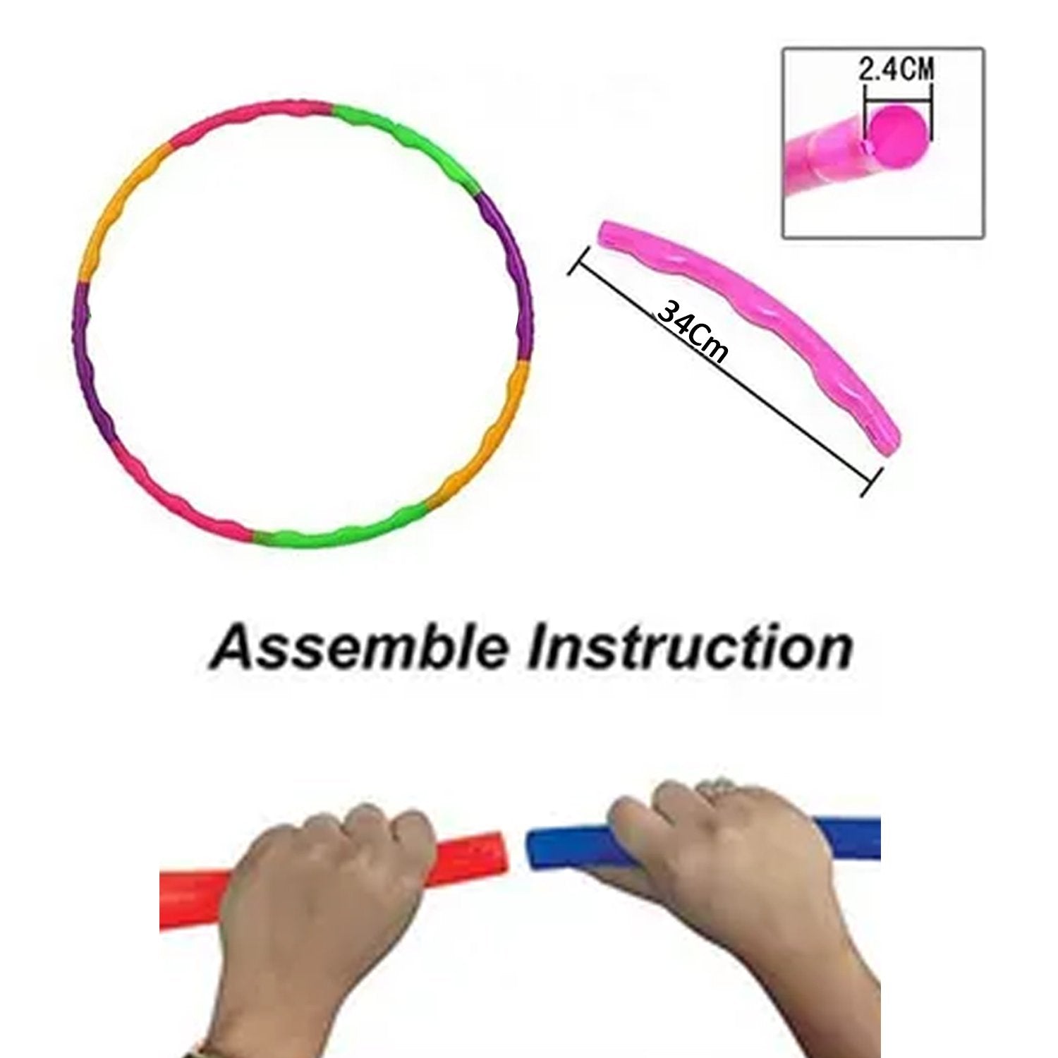 Wukusy 8018 Hoops Hula interlocking exercise ring for fitness, suitable for boys, girls, and adults, shown in a colorful toy setting.
