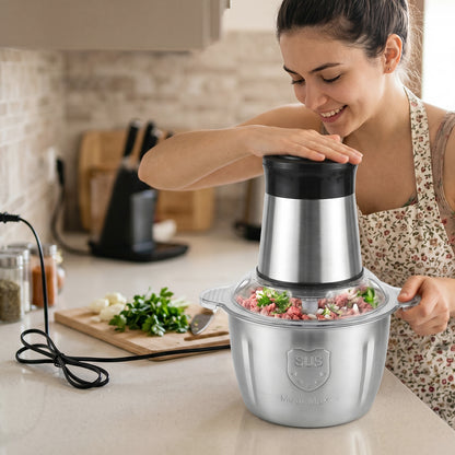 Wukusy electric food processor with 2-liter capacity, vegetable chopper and mixer grinder in sleek design, ready for kitchen use