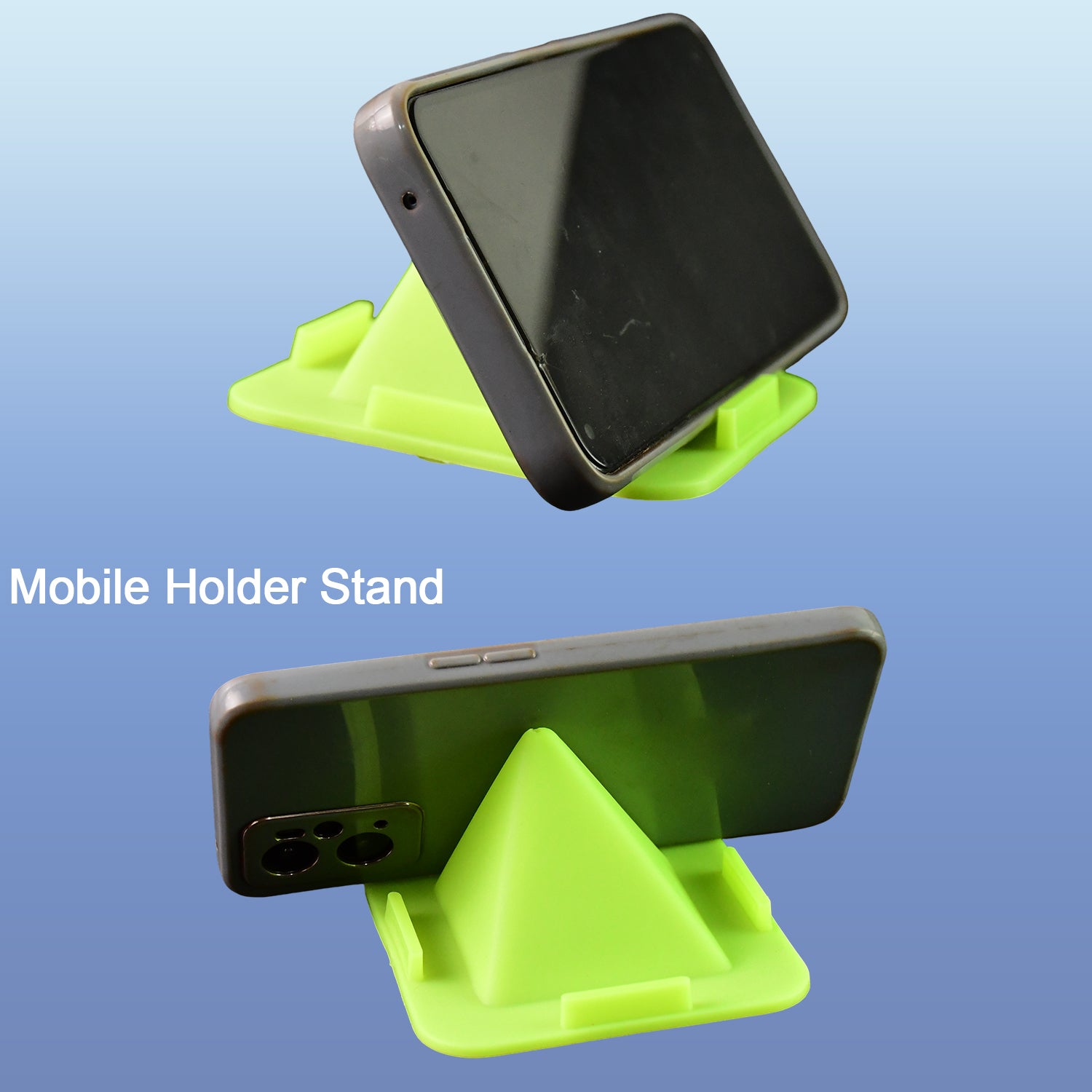 Wukusy Virgin Mobile Accessories portable pyramid-shaped desktop stand for mobile phones, versatile and compact for easy use.