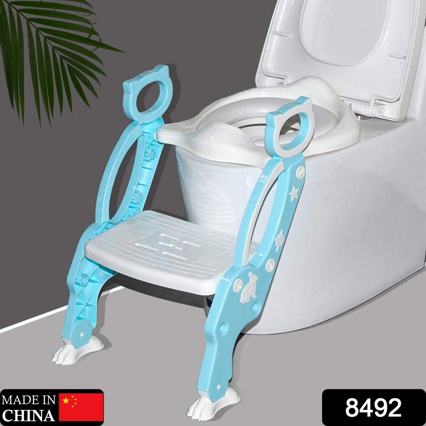 Wukusy 2-in-1 potty training toilet seat with soft padded seat, sturdy non-slip step stool, for boys and girls, colorful design