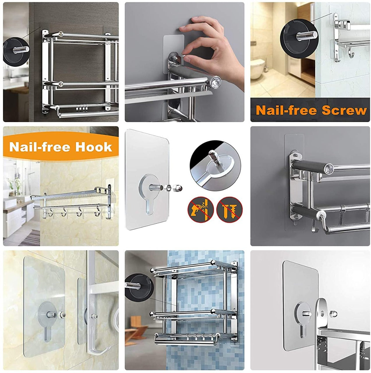 Wukusy 9017 adhesive screw wall hook for household and office use, perfect for hanging and holding items securely.