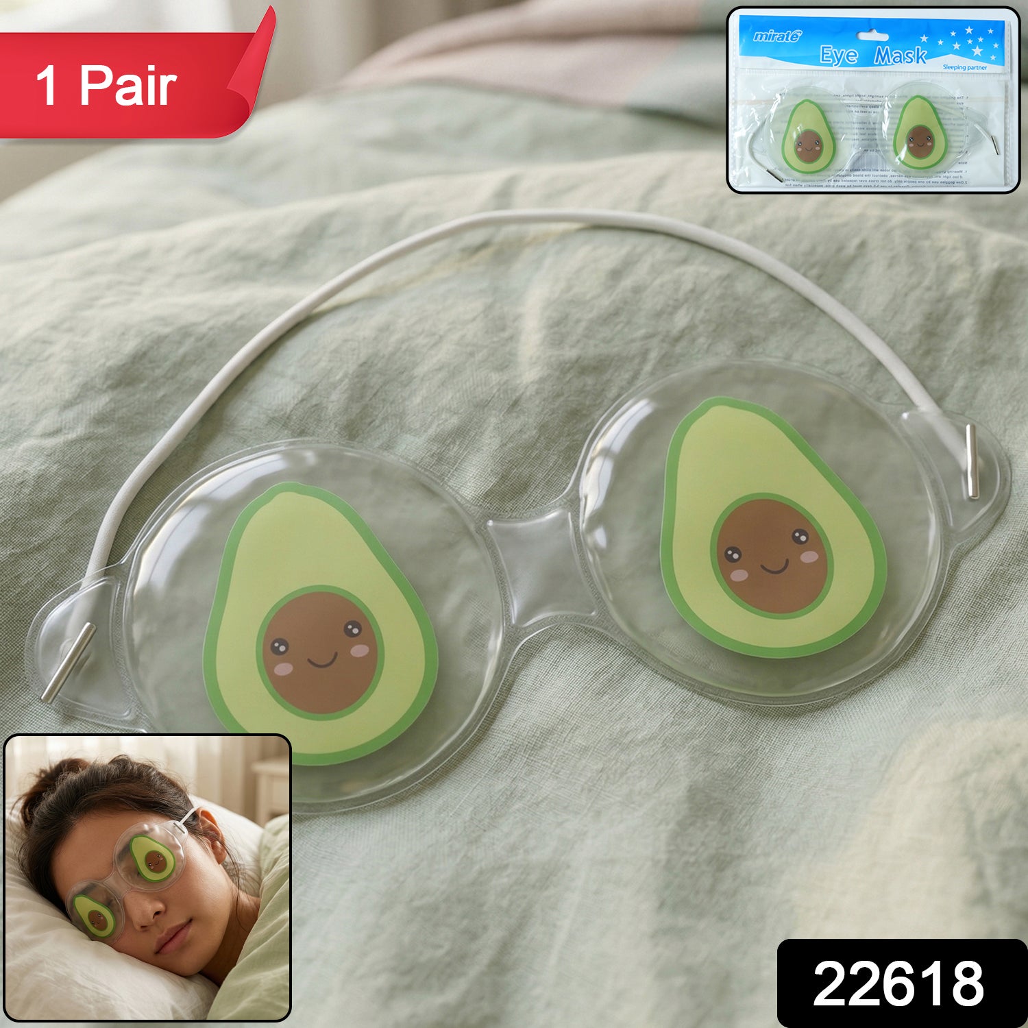 Wukusy reusable eye cooling gel mask, pair with adjustable straps, designed for soothing and reducing puffiness around the eyes