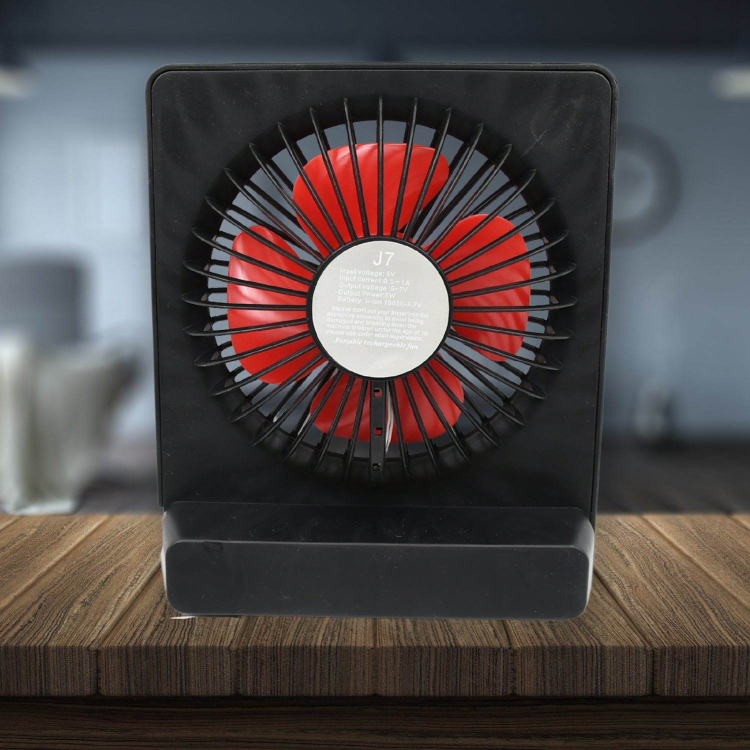 Wukusy 8890 portable desk fan with adjustable speed, compact personal fan for office, school, or home use, black design