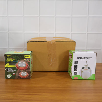 Wukusy solar garden decorative LED ground lights, 2-pack, installed in a flower bed with illuminated soft white glow at night