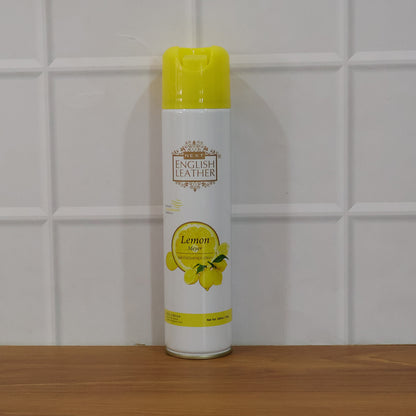Next Premium English Leather Lemon air freshener spray by Wukusy, 220ml bottle with a sleek design and fresh lemon scent.