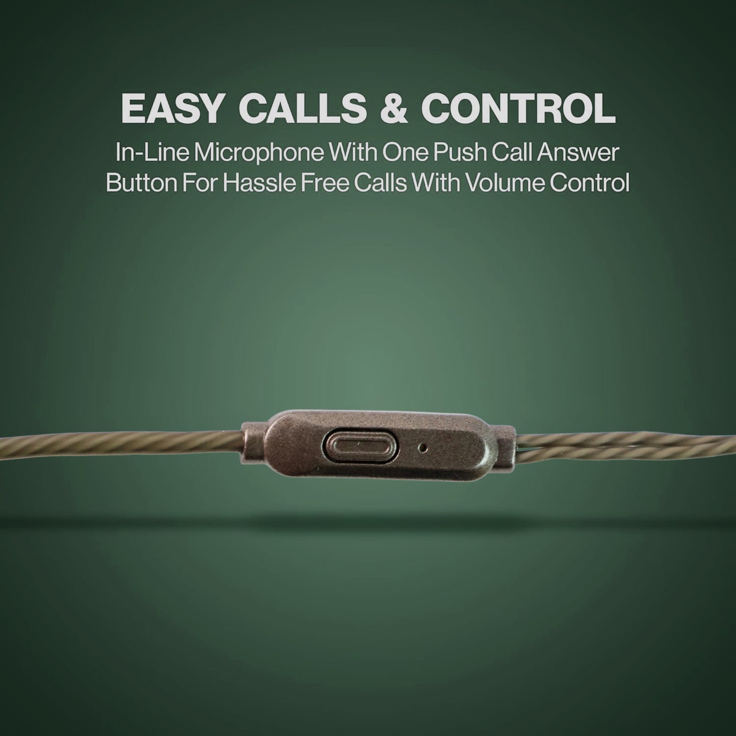 Wukusy premium wired earphones with built-in microphone, black mobile accessory with inline controls and sleek design.