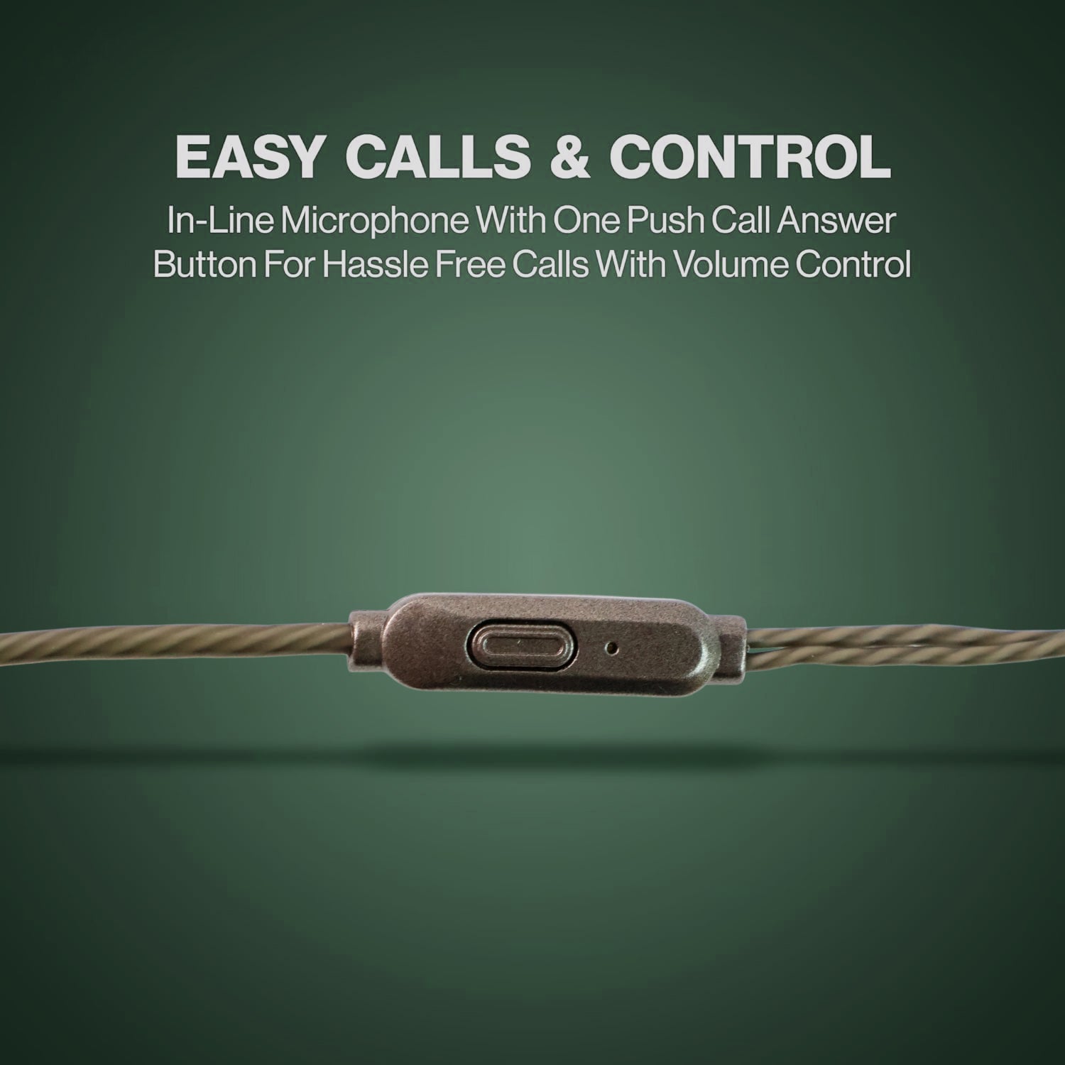 Wukusy premium wired earphones with built-in microphone, black mobile accessory with inline controls and sleek design.