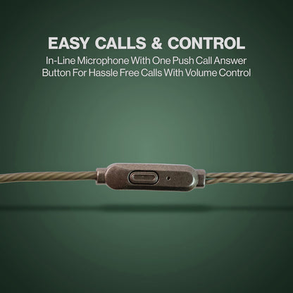 Wukusy premium wired earphones with built-in microphone, black mobile accessory with inline controls and sleek design.