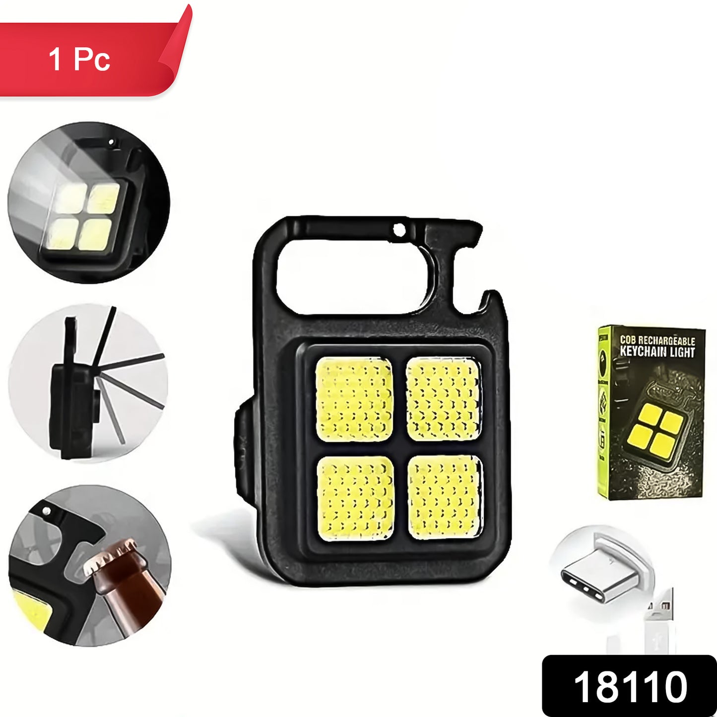 Wukusy 4 LED mini keychain light showing compact design with four bright LED bulbs for home improvement use