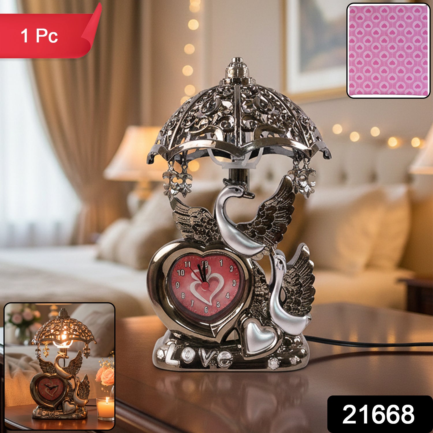 Decorative Wukusy swan couple table lamp with elegant white finish and intricate detailing, ideal for home decor.