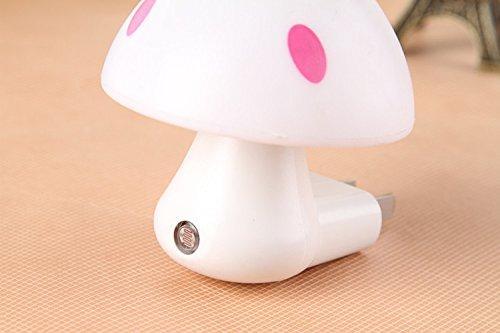 Wukusy 0254 automatic night sensor mushroom lamp with multicolour LED, home decor, low 0.2W power, glowing in a cozy room setting