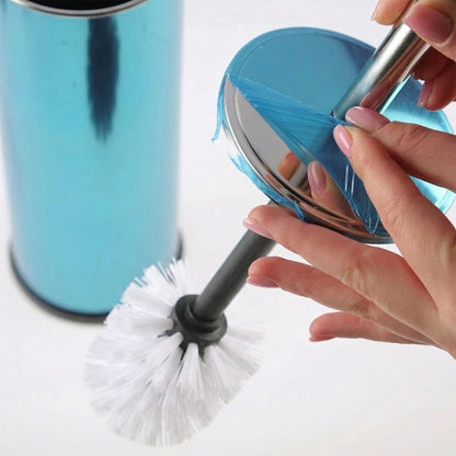 Wukusy premium toilet cleaning brush with holder set, white brush with plastic holder for bathroom cleaning.