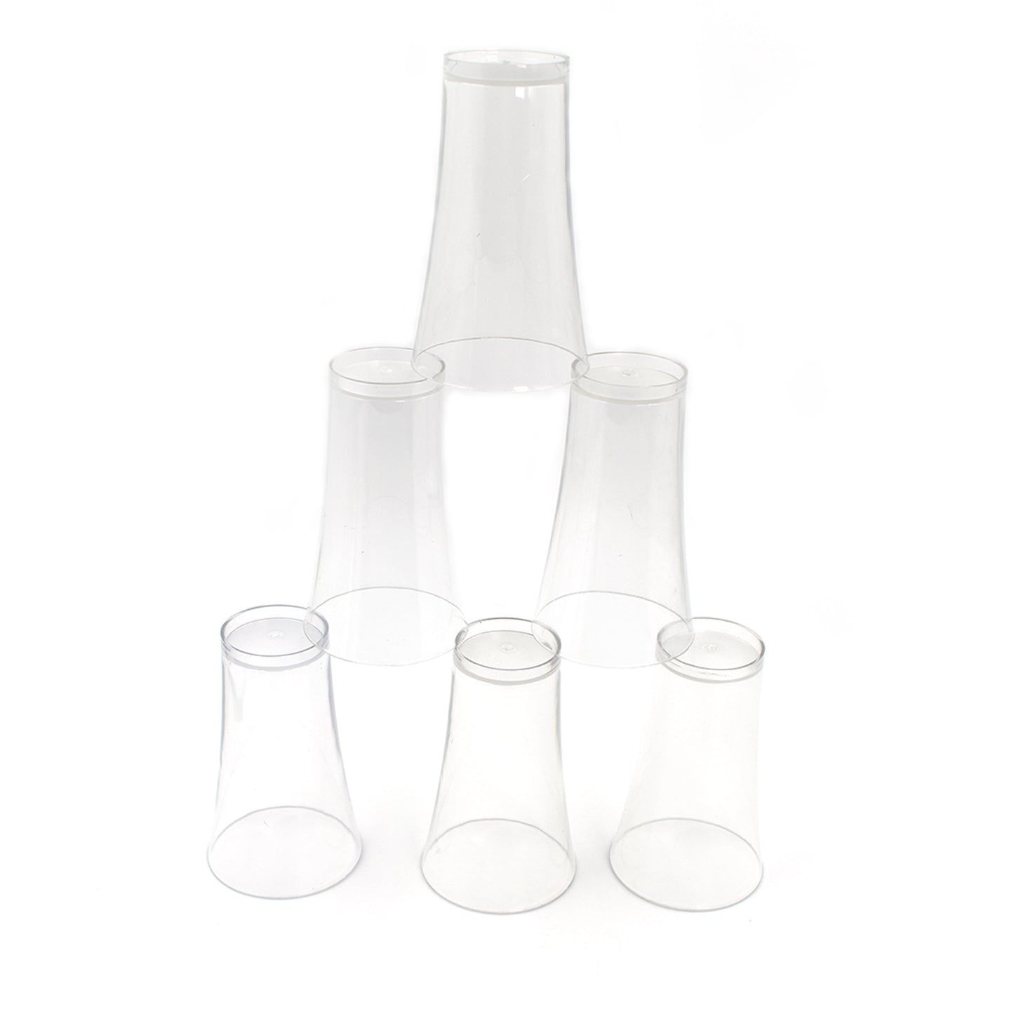 Set of six transparent Wukusy drinking glasses for juice and water, featuring a clear, durable design.