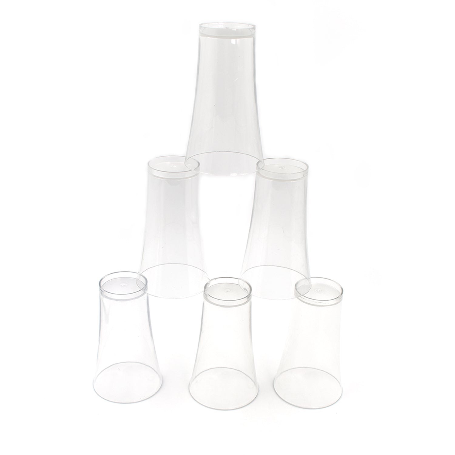 Set of six transparent Wukusy drinking glasses for juice and water, featuring a clear, durable design.