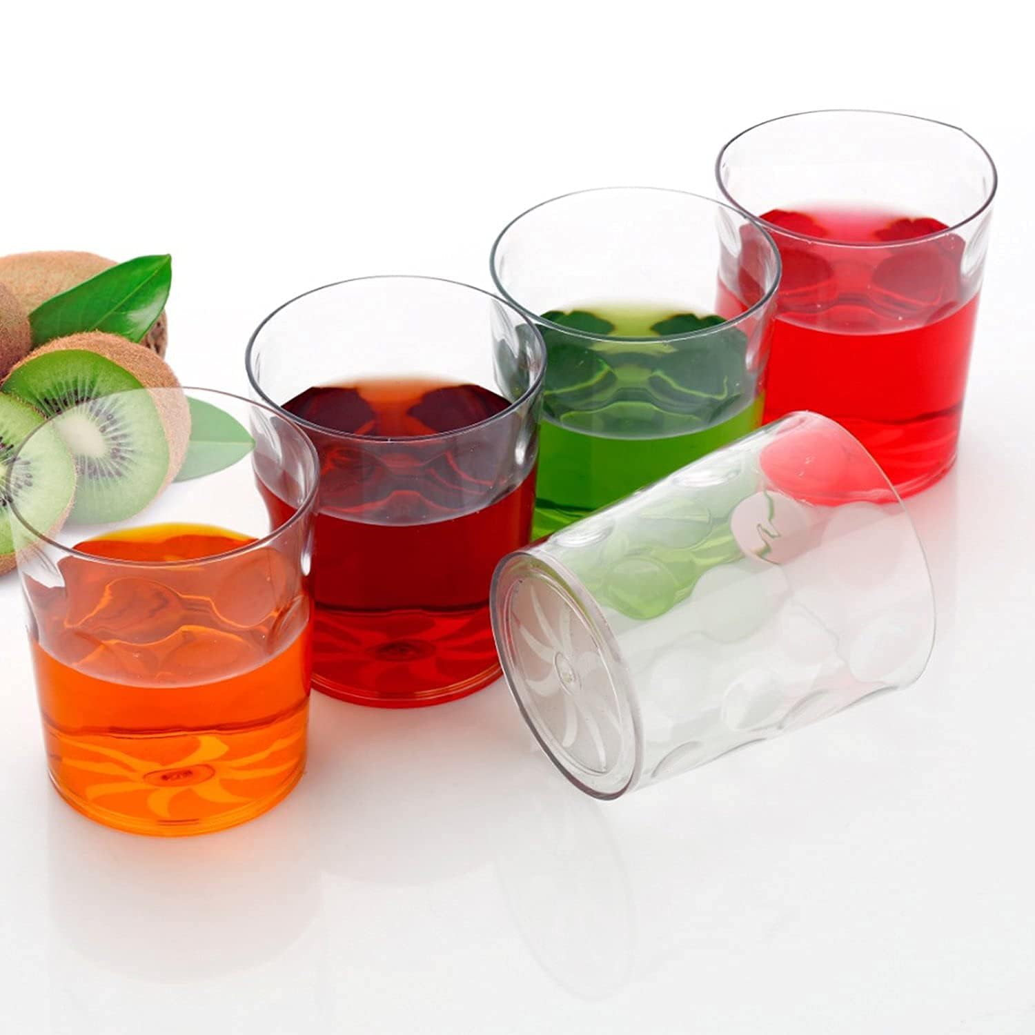 Six clear glass bubble water and juice glasses by Wukusy, featuring a unique bubble design, perfect for home drinking occasions.