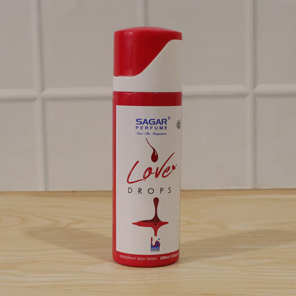 Wukusy Sagar Love Drops perfume deodorant body spray 200ml spray bottle with floral design and long-lasting scent