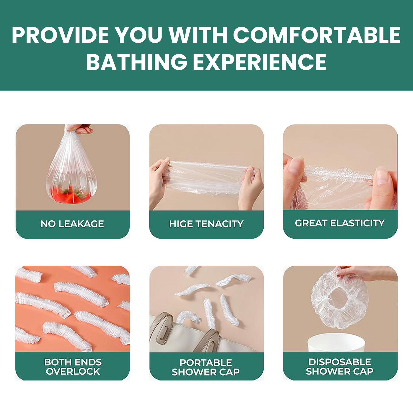 Set of 20 Wukusy disposable shower caps for women, lightweight and waterproof for hair protection during showers.