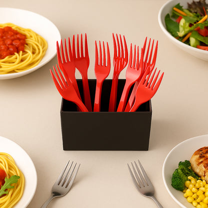 Wukusy premium disposable plastic fork, single clear utensil for home and kitchen use, lightweight and convenient for dining.
