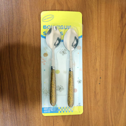Wukusy premium stainless steel dining spoon set with two sleek, polished spoons for everyday use and elegant dining.