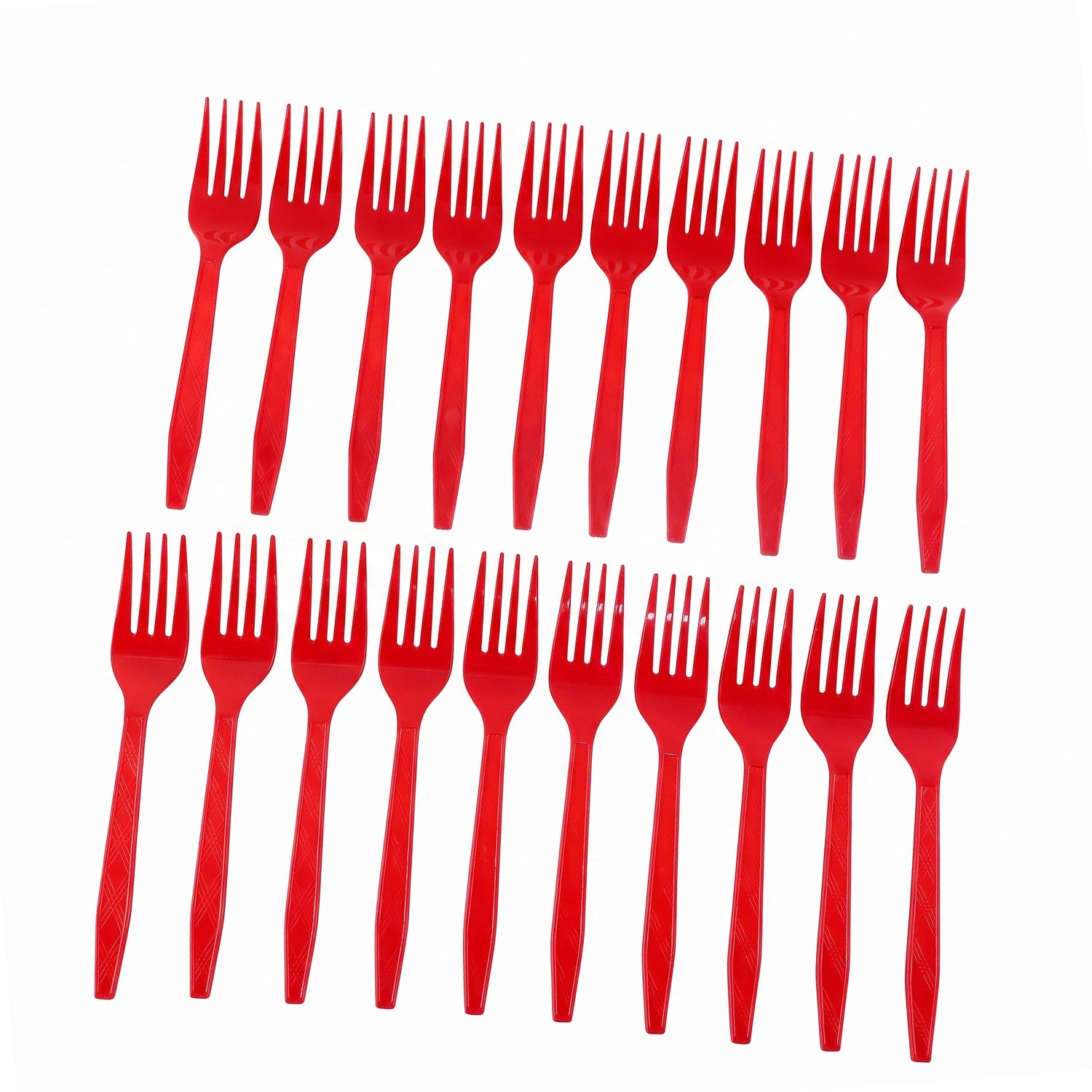 Set of 20 durable Wukusy reusable plastic dinner forks, unbreakable and perfect for everyday meals and outdoor dining.