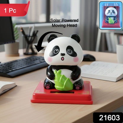 Wukusy solar powered moving head panda showpiece with dynamic lights and playful panda design, perfect for festive decorations