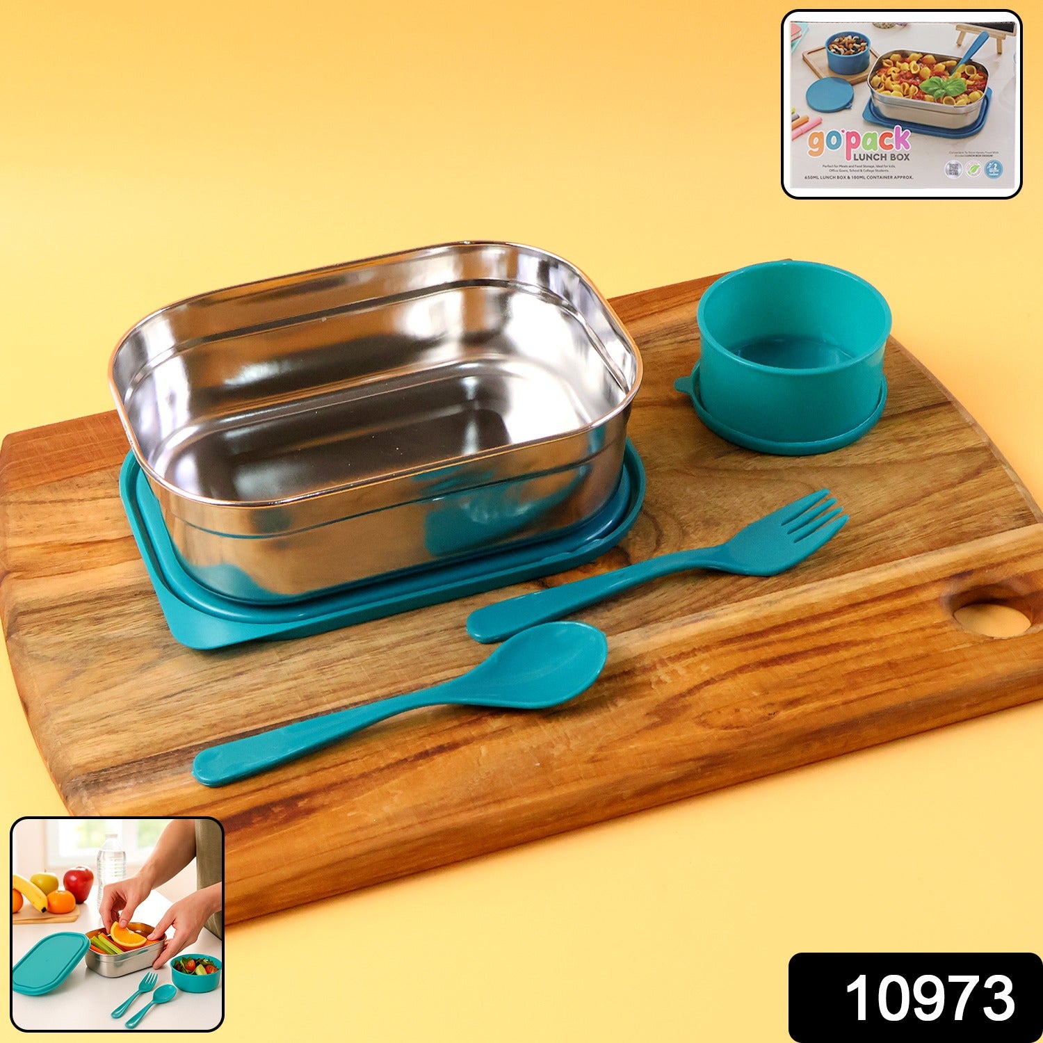 Wukusy premium stainless steel lunch box set with multiple compartments and secure lids, ideal for packed lunches.