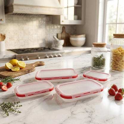 Wukusy collapsible food storage container set with four foldable, airtight lunch boxes for easy storage and transport.