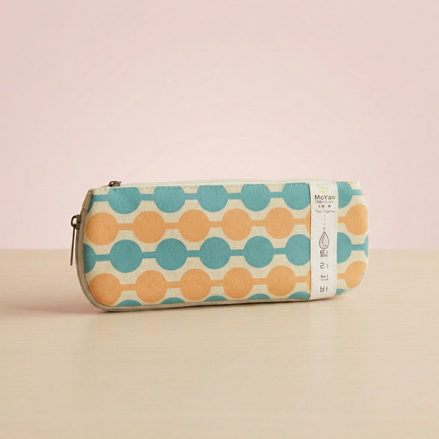 Wukusy stylish multi-color geometric printed pencil pouch with multiple compartments for stationery storage.