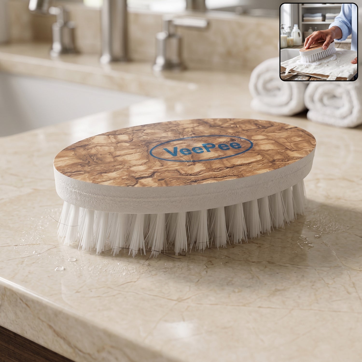 Wukusy diamond cloth washing brush with ergonomic handle for effective cleaning of clothes and fabrics.