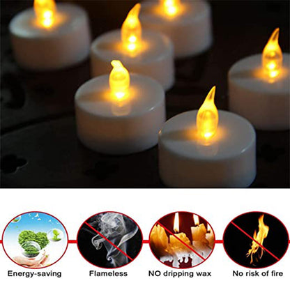 Wukusy set of 8 flameless floating candles with transparent box, battery-operated tea lights for wedding and home decor.