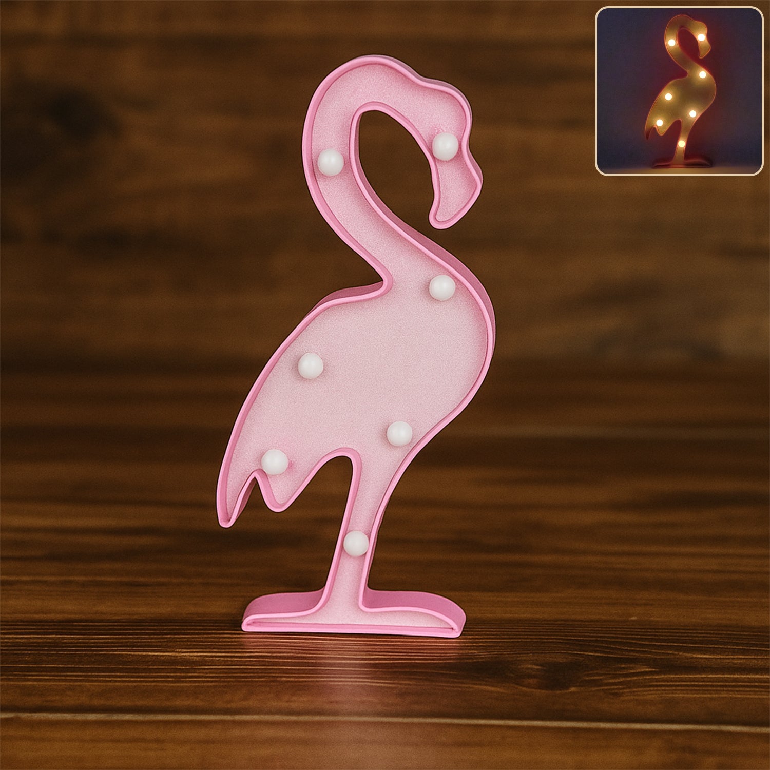 Wukusy flamingo-shaped LED night light for home decor, featuring a pink flamingo design illuminated in the image.