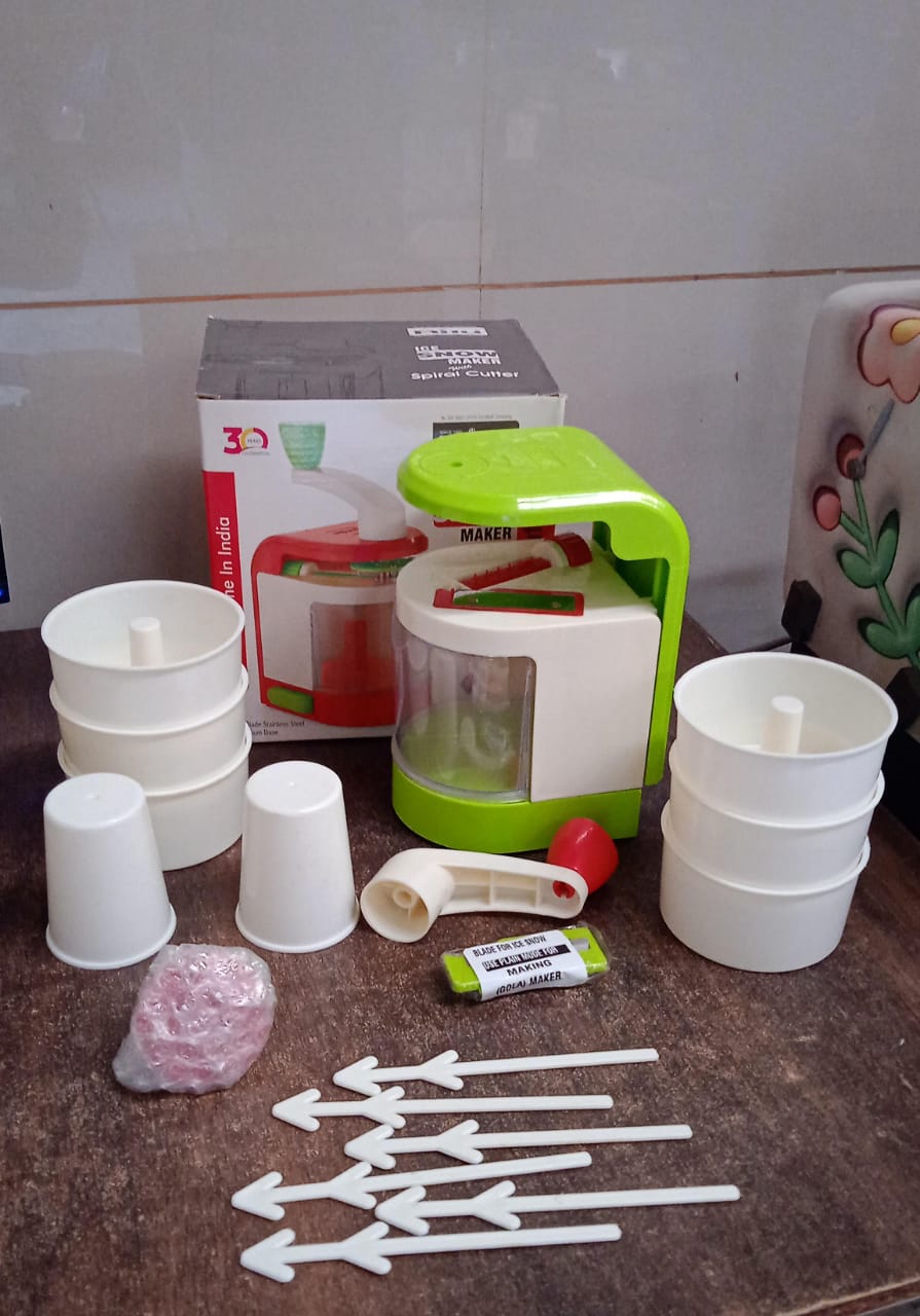 Wukusy Ritu Multi-function Spiral Potato Twister snack maker machine with stainless steel components on a kitchen countertop.