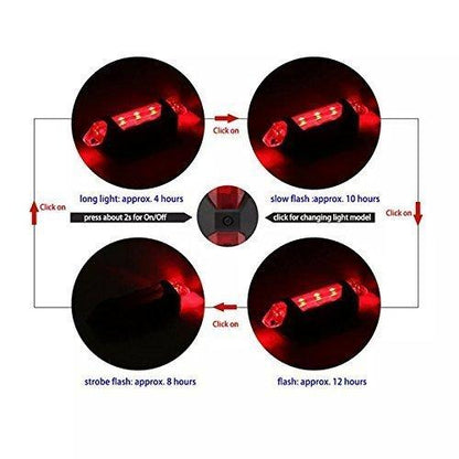 Wukusy 1561 rechargeable bicycle front waterproof LED light in red, mounted on a bike handlebar for visibility and safety.