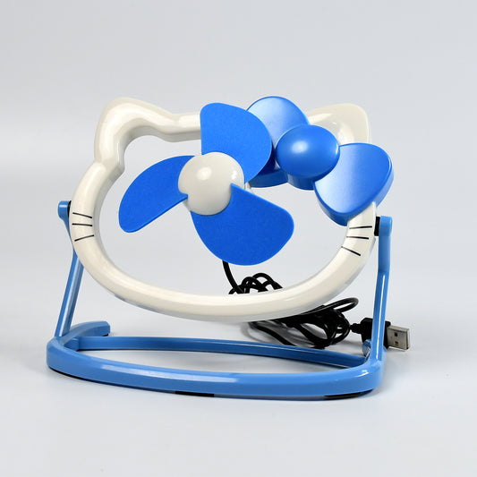Wukusy Hello Kitty cartoon mini USB desktop fan with bright colors, perfect for personal use in home or office settings