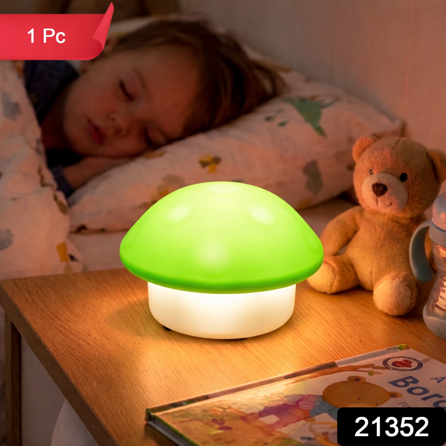 Cute mushroom-shaped LED night lamp by Wukusy, featuring a soft glow and playful design perfect for bedroom decor.