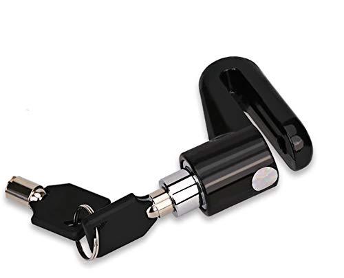Wukusy 1514 motorcycle wheel padlock disc lock with security features, mounted on a motorcycle wheel for theft prevention.