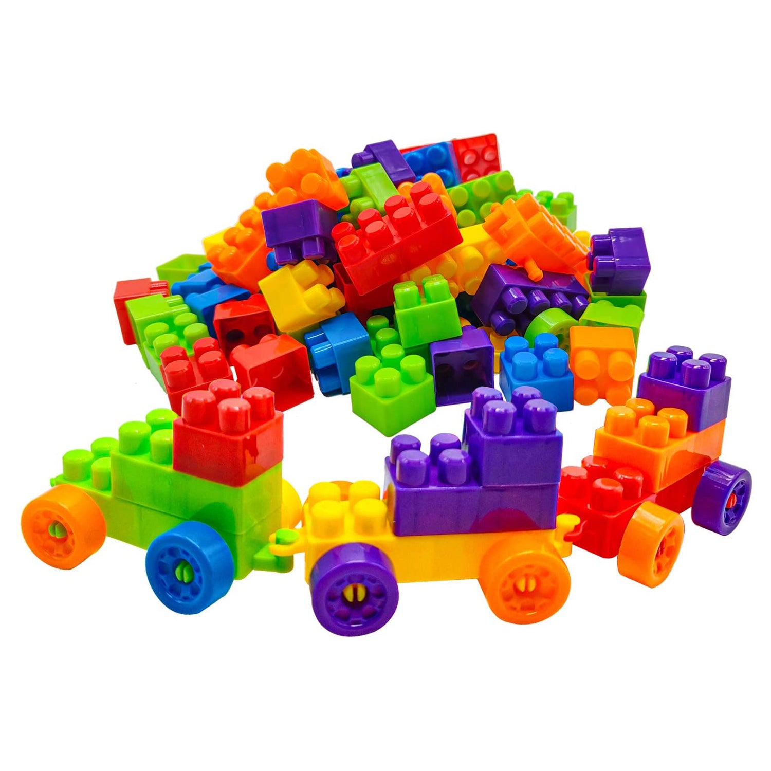 Colorful Wukusy 60-piece building blocks set for kids, featuring multicolor toy bricks for play, learning, and creative puzzles.