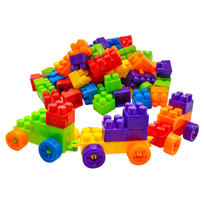 Colorful Wukusy 60-piece building blocks set for kids, featuring multicolor toy bricks for play, learning, and creative puzzles.