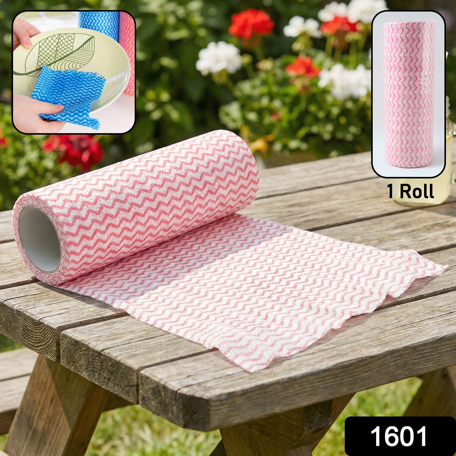 Wukusy reusable kitchen cleaning cloth roll with multiple pull strips, eco-friendly and versatile for kitchen cleaning tasks