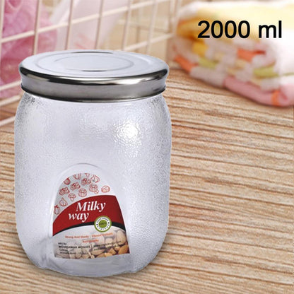 Wukusy 2000ml Mason jar with airtight lids, clear glass kitchen storage container for preserves and dry goods
