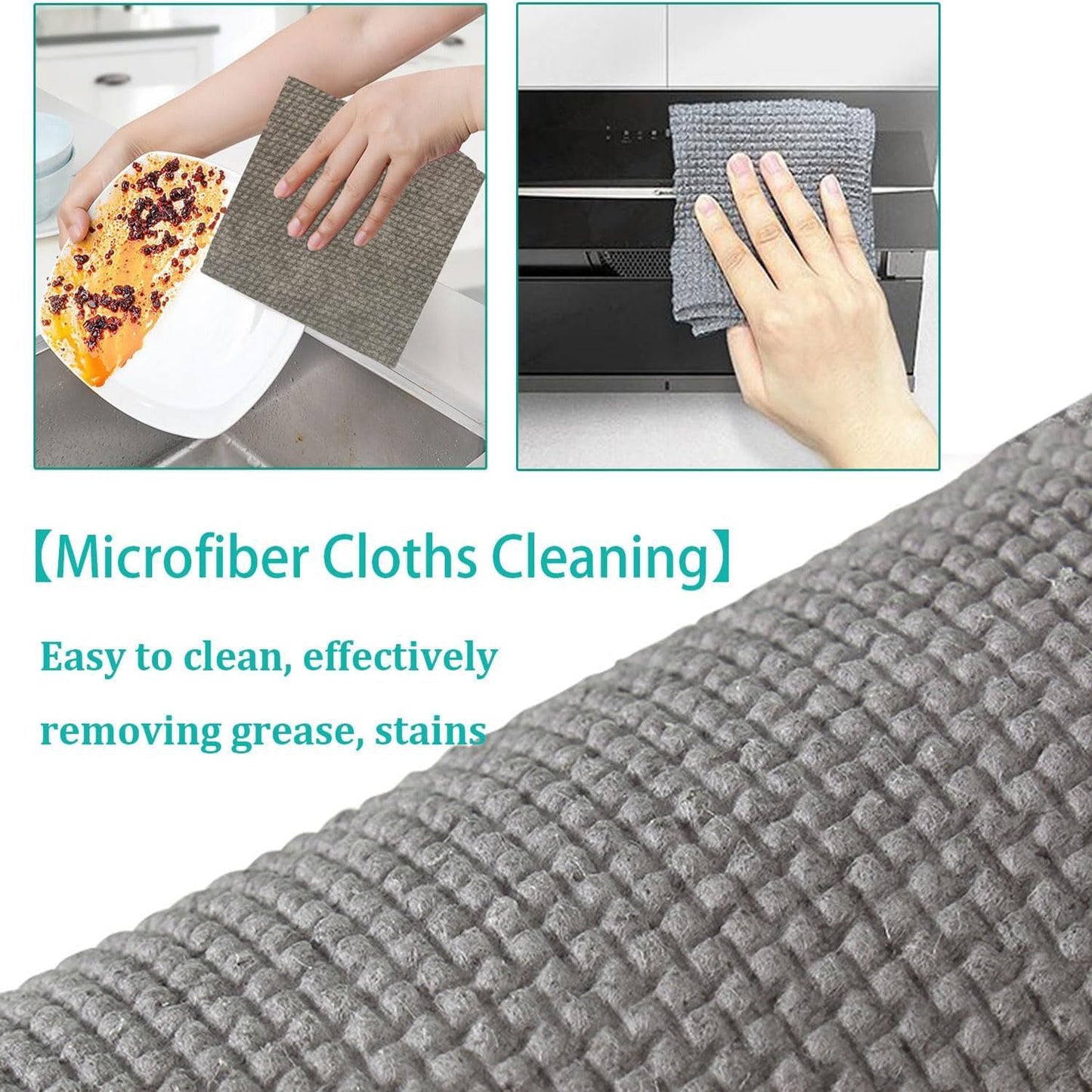 Wukusy durable microfiber kitchen scrub cloth roll, wear-resistant cleaning cloth for kitchen use, 2022cm multipurpose cleaning cloth