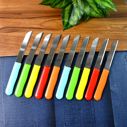 Set of 10 premium stainless steel handle plain knives from Wukusy, ideal for home and kitchen use.