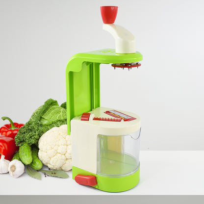 Wukusy Ritu Multi-function Spiral Potato Twister Snack Maker machine with stainless steel components on a kitchen countertop