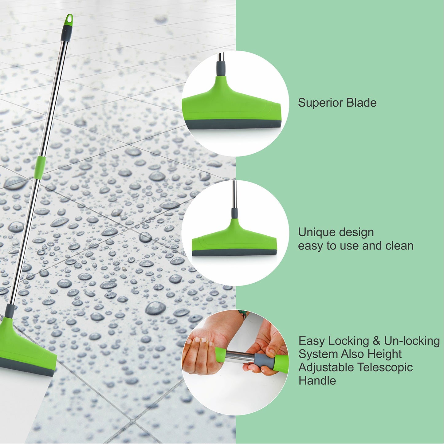 Adjustable stainless steel bathroom floor wiper rod by Wukusy for home improvement, shown in a clean, modern bathroom setting.