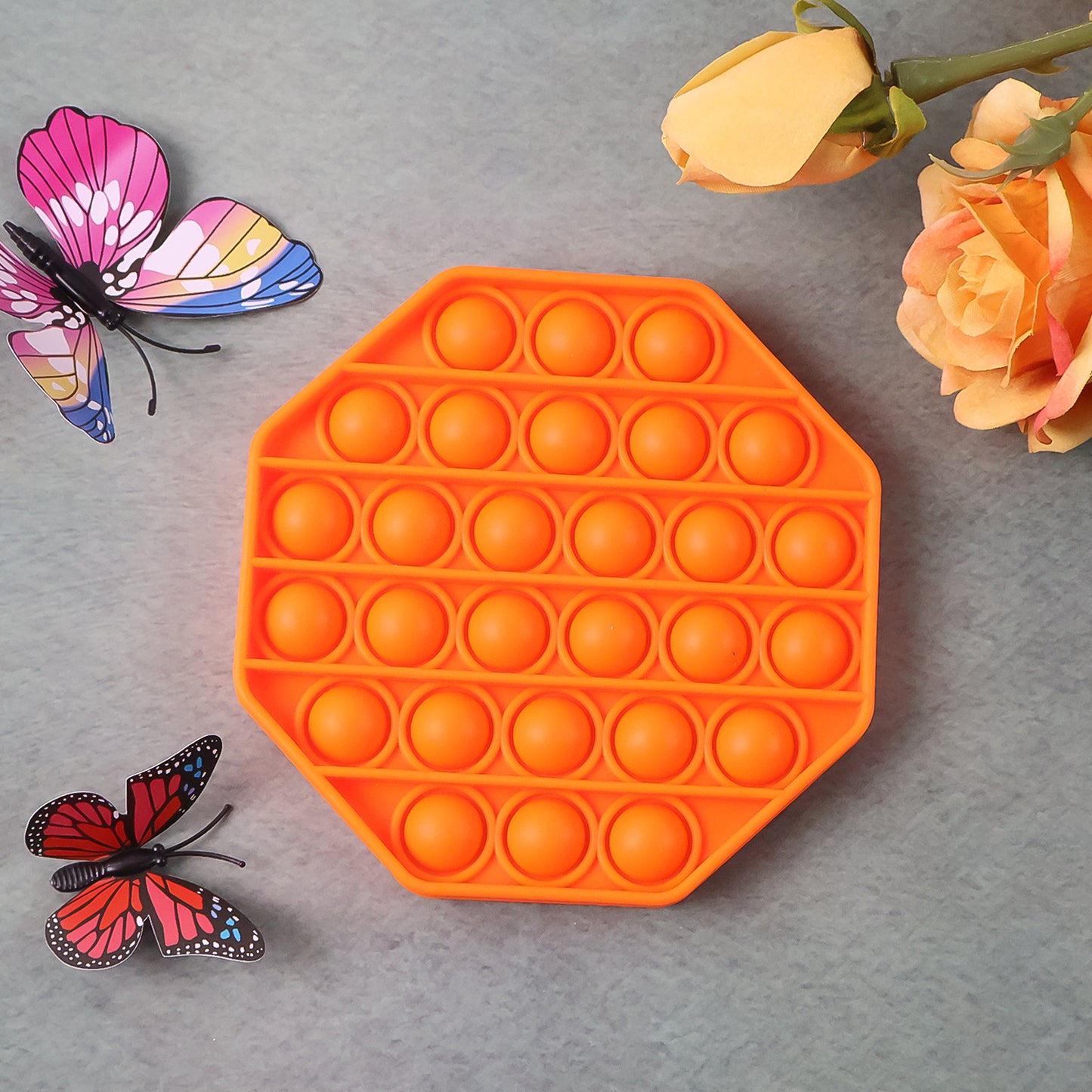 Wukusy premium hexagon-shaped silicone Pop It fidget toy with colorful bubbles, designed for stress relief and sensory play.
