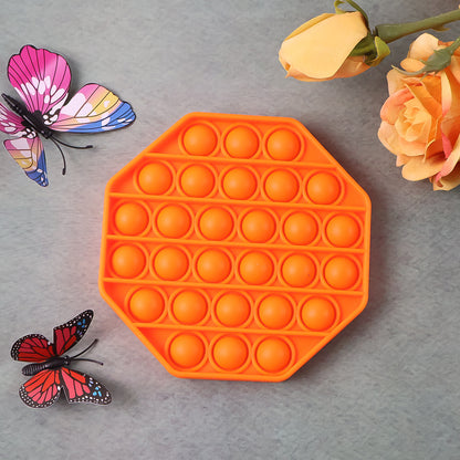 Wukusy premium hexagon-shaped silicone Pop It fidget toy with colorful bubbles, designed for stress relief and sensory play.