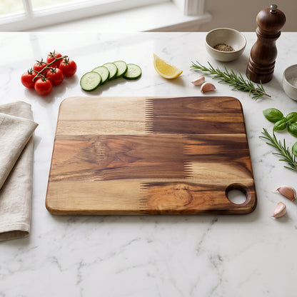 Wukusy wooden chopping and cutting board, 10x14 inches, ideal for kitchen food preparation and slicing tasks.