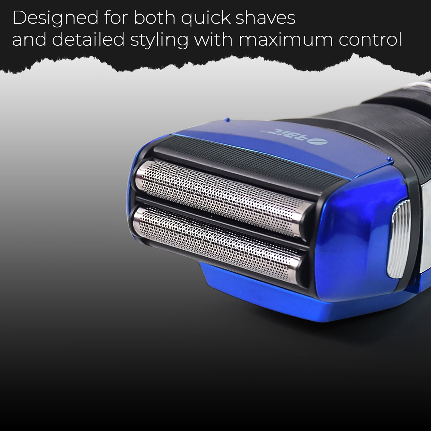 Wukusy Orbit rechargeable electric foil shaver with two heads and pop-up trimmer for face and body grooming.