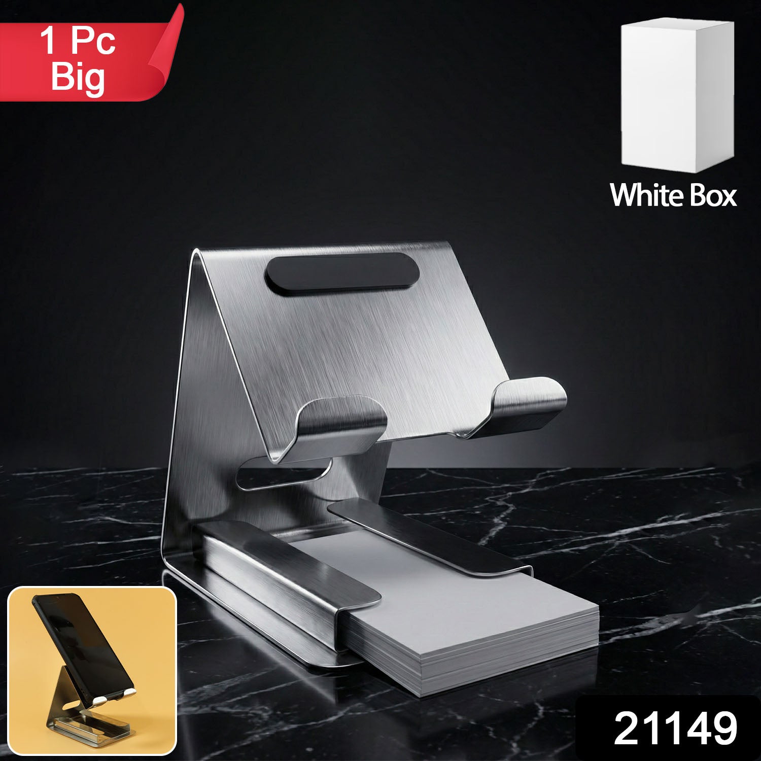 Wukusy premium desktop mobile phone stand holder for smartphones, black plastic, adjustable angle, compact design.