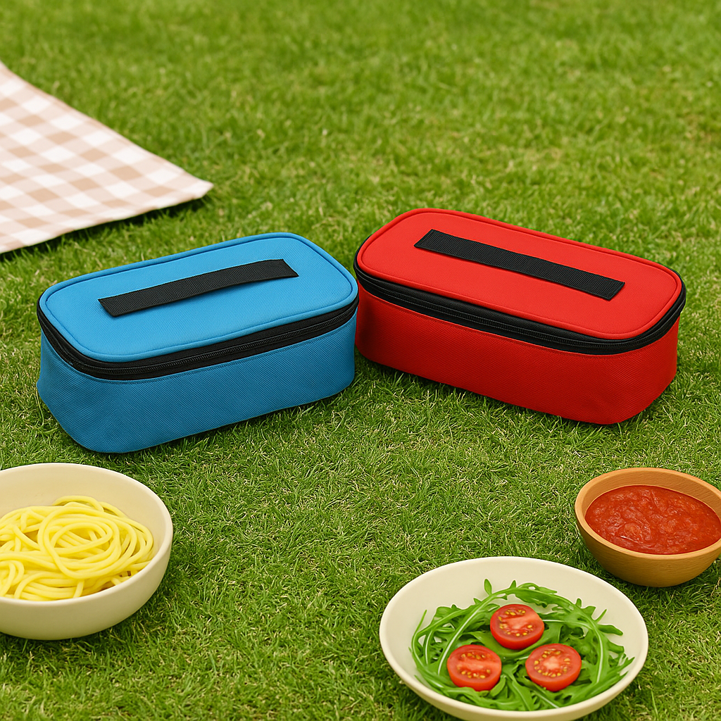 Wukusy insulated lunch box bag for office use, made of durable material with a sleek design and secure zipper closure.
